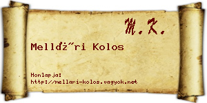 Mellári Kolos névjegykártya